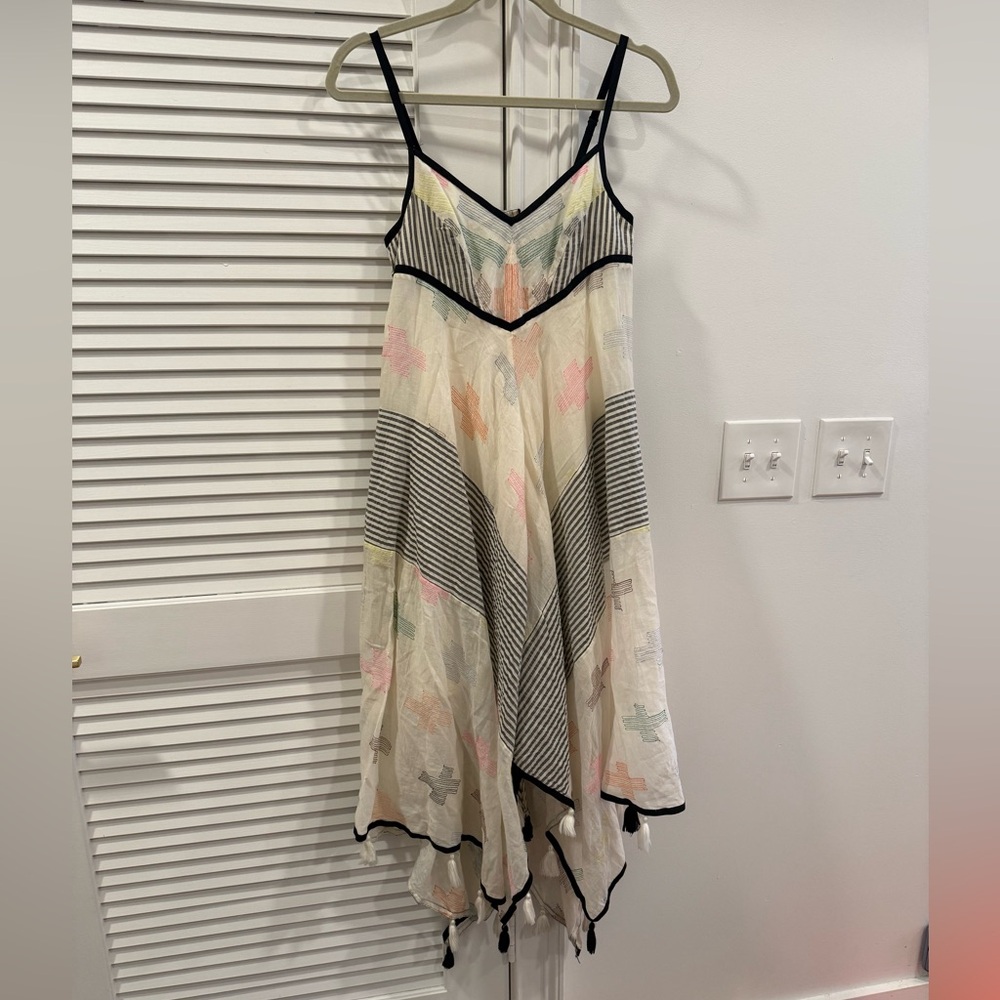Free People Crossing Paths Tassel Embroidered Handkerchief Dress